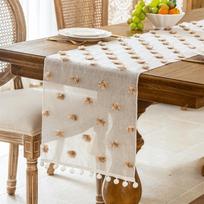 Gauze Lace Table Runner with 3D Pom-poms Bookcase Cover Fashion Table Linen  Restaurant 13.78x47.24 in ruda