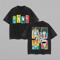 Jujutsu Kaisen Lost in Paradise T Shirt Men Vintage Acid Wash Anime Ending Theme Graphic Streetwear Oversized Harajuku Tees M
