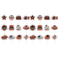 24Pieces Graduation Cake Toppers Set Party Supplies Elegant Cake Ornament Paper Texture for Creative Graduation Dessert oranžinė