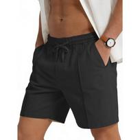Men's Sport Casual Beach Pants - Men's Lightweight Linen Loose Five-pocket Shorts L juoda