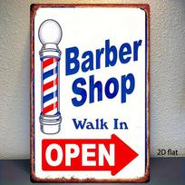 D Vintage Barber Metal Sign HeavyDuty Iron Wall Decor Arrow Direction  Barber Pole Design for Man Cave 20x30cm（7.8x11.8inch）