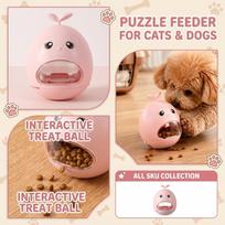 Dog and Puzzle Dispenser Toy, Slow Feeder Interactive Wobble Ball for one size rožinė