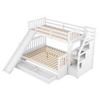 Children Bed Stable Base Bunk with Drawers Ladder Slide Storage Shelves Wood Frame Family Loft Bedroom Furniture Solid balta