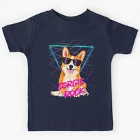 Corgis Rock - Retro 80s corgi in sunglasses Kids T-Shirt 150
