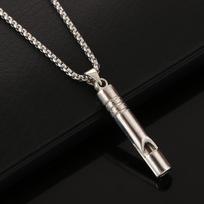 Silver Trendy Jewelry accessories Hip-hop Alloy Cool style Titanium steel chain Whistle necklace Necklace for men Sweater chain sidabras