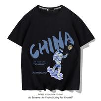 CASA joint short-sleeved T-shirt summer astronaut print youth trend loose cotton casual half-sleeved clothes XXS
