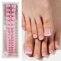 French White Edge Frosted Press-On Toenail Tips, Traceless, Semi-Finished, 150-Piece Set