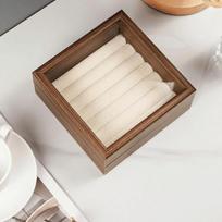 Dust-proof Wood Jewelry Box Velvet Interior Ring Display Holder Gift Jewelry Organizer  Office Style E