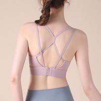 Women's High-Impact Sports Bra with Cross Straps and Shockproof Support Medium violetinė