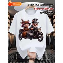 1pc 1pcs Men's Vintage 1920s Gangster Motorcycle & Sidecar T-Shirt - Soft Breathable 100% Cotton Retro Tee Suitable for Themed Parties & Casual Wear, S balta