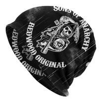 Sons Of Anarchy Punk Rock Hardcore Kepuraitė Šauni Unisex Moterų Lauko Skullies Beanies Skrybėlė pavasariui šilta Dvejopai mezgimo skrybėlės su gaubtu 10.6x11in  26.8x28cm