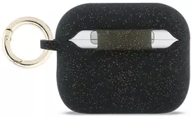 Dėklas ausinėms AirPods Pro 3 silikoninis su žiedu juodas Guess