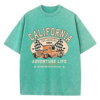 Street Women'S Cotton Washed T-Shirts California Los Angeles Printed Short Sleeve Oversize O-Neck Distressed Tops Female Clothes S
