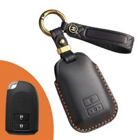 Retro Leather Key Cover for Toyota Yaris: Hand-Stitched Genuine Leather Key Protector with Buckle.