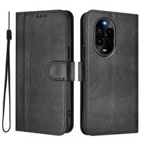 Prabangus paprastų linijų odinis dėklas Huawei Nova 13 Pro/Nova 11/Nova 12S/Nova 12i/Nova 13i su kortelių skyreliais, magnetiniu užsegimu, stoveliu, smūgiams atspariu atlenkiamu dangteliu Huawei Nova 5T 4G juoda