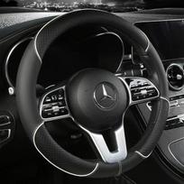Tinka automobilio dekoravimui, pilnos odos siuvimo linija, automobilio vairo užvalkalas, trimačiai neslystantys, paprasti ir madingi balta
