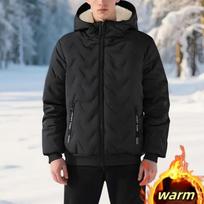 Men's Hooded Padded Parka Jacket Autumn Winter Warm Windproof Casual Coat for Men Outdoor Skiing Fleece Lining Parkas Male XXXXXL pilka spalva
