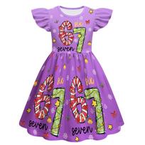 82836 Kids Girls Christmas Steal a Brainrot 67 Six Seven Print Ruffle Sleeveless Princess Dress 100cm