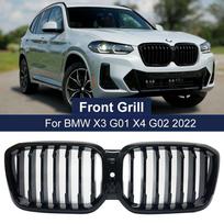 Vienos linijos ABS priekinio gaubto inkstų grotelių blizgios juodos lenktyninės grotelės, skirtos BMW X3 X4 G01 G02 LCI 2022+ automobilio stiliaus keitimui None Hole