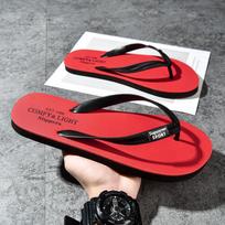 Men's Flip Flops Comfy Light Non-slip Sandals Casual Beach Slippers 38 raudona
