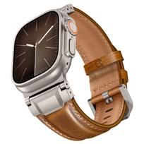 Elegant Leather Band for Apple Watch Ultra 3 2 49mm Series 11 10 46mm Men Business Straps for Iwatch 9 8 7 6 5 4 Se 3 44mm 45mm 49mm 46mm 45mm 44mm
