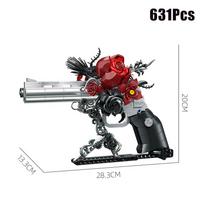 Technical 631Pcs Rose Revolver Flower Pistol Building Blocks Petals Gun Home Decoration MOC Bricks Assemble Toys Children Gift