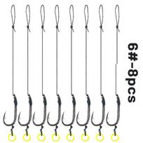 8pcs Method Feeder Hook Rigs Set | Ready-Tied Carp Fishing Hair Rigs With Bait Bands, Anti-Tangle Leader Hooks For Feeder Bottom Fishing 6#