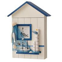 ABWR-Wall Mounted Cabinet Key Rack, Wooden House Key Storage Box, Mediterranean Style Model Statue Home Wall Decor