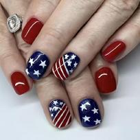 24 Pcs Short Square Press On Nail Independence Day False Nail Flag Day Artificial Nail 4th of July Stick on Nail 1