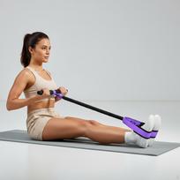 Foot Pedal Resistance Bands Ankle Puller Non Slip Portable with Handles Elastic for Waist Leg violetinė