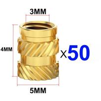 50/100 vnt. karšto įterpimo veržlės M3 M4 M5 sriegiu, rifliuotos, žalvarinės, skirtos 3D spausdintuvui Voron 2.4 ir kitiems