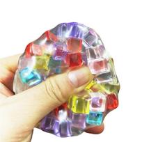 Rainbow Cube Stress Ball TPR Bead Pressure Reducing Decompression Pinch Ball for Children DIY Handmade Adult Vent Toys  Playsets