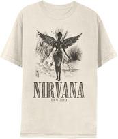 Nirvana in Utero Distressed Logo Adult Short Sleeve T Shirt 90s Grunge Music Vintage Style Graphic Tees Unisex T-Shirt S gray