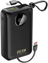 Dudao K14+ išorinė baterija 20000mAh 22.5W USB-C / USB-A / integruoti „Lightning“ ir USB-C laidai – juoda