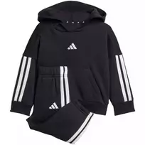 adidas Essentials Joggeriai 3 juostelių Fleece džemperis su gobtuvu Sportinis kostiumas vaikams Juodas JD6484