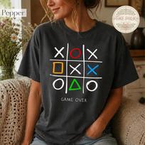 Retro Gamer Shirt, Tic Tac Toe Game Over Tee, Video Game Console T-shirt, Dark Academia Graphic Tee, Funny Comfort Colors Tee, Student Shirt S