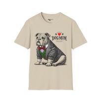 Proud Dog Mum Bulldog T-Shirt: Vintage Engraving Design S