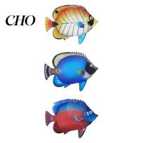 Coastal Kitchen Wall Decor 3 Pcs Wood Fish Nautical Tropical Art Beach Ocean Theme Animal Hanging Ornament for Home Garden Fence Pool Lake House 3pcs
