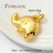 18K Gold Plated Brass Elephant Shape Charms For Earrings Accessories Trendy Charm Pendants For Necklace Making DIY Findings 1 piece