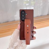 case for Samsung Z FOLD 7 6 5 4 3 protective case with wristband full coverage plain Shock Proof Anti-Fingerprint Anti-Scratch Galaxy Z Fold7 tamsiai ruda spalva