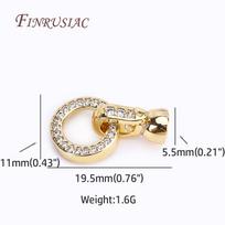 18K Gold Plated Inlaid Zircon Round Fastener Connector Clasps For Necklace Supplies,Beads End Clasps Fastener DIY Jewelry Making 1 Piece