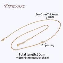 18K Real Gold Plated Square Box Chain Necklace,Brass Metal 1mm Thin Chain For Handmade DIY Necklace Jewelry Accessories 1 Piece