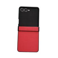 Prabangus litchi rašto odinis telefono dėklas, skirtas Samsung Galaxy Z Flip 7 6 5 4 3 5G Flip7 Flip6 Flip5 Flip4, su vyrio apsauginiu dangteliu Galaxy Z Flip5 raudona