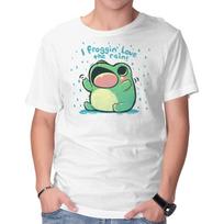 Unisex Crew Neck T-Shirt Froggin Love The Rain Graphic Short Sleeve Casual Tee S