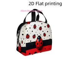 A 2D Flat-Printed Bag Featuring a Ladybug Design with Fun Polka Dots And Bright Colors. This Insulated Cooler Bag Is Reusable An 8 7.9 5inch smėlis