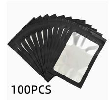 100PCS Plastic Resealable Bags with Clear Window 10 5x15cm Jewelry Packaging Bags Stand Up Pouches with Zip Lock Seal for Small Item Storage one size