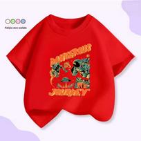 Cyberpunk Space Kids UFO Print Cotton T-shirt - Boys & Girls Short Sleeve, 2026 110 cm raudona