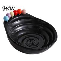 Kitchen Fruit Serving Set Bowl with 6 Colorful Forks Large Capacity Spiral Hygienic Bottom Fork Storage Hole for Snacks And Parties Dopamine Color juoda