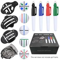 8-Piece Durable Plastic Golf Alignment Training Set 4 Templates 4 Multi-Color Marker Pens | Portable Golf Training Aids juoda