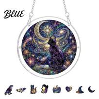 Halloween Party Decoration Acrylic Puzzle Suncatcher Black Cat Castle Raven DIY Sun Festive A
